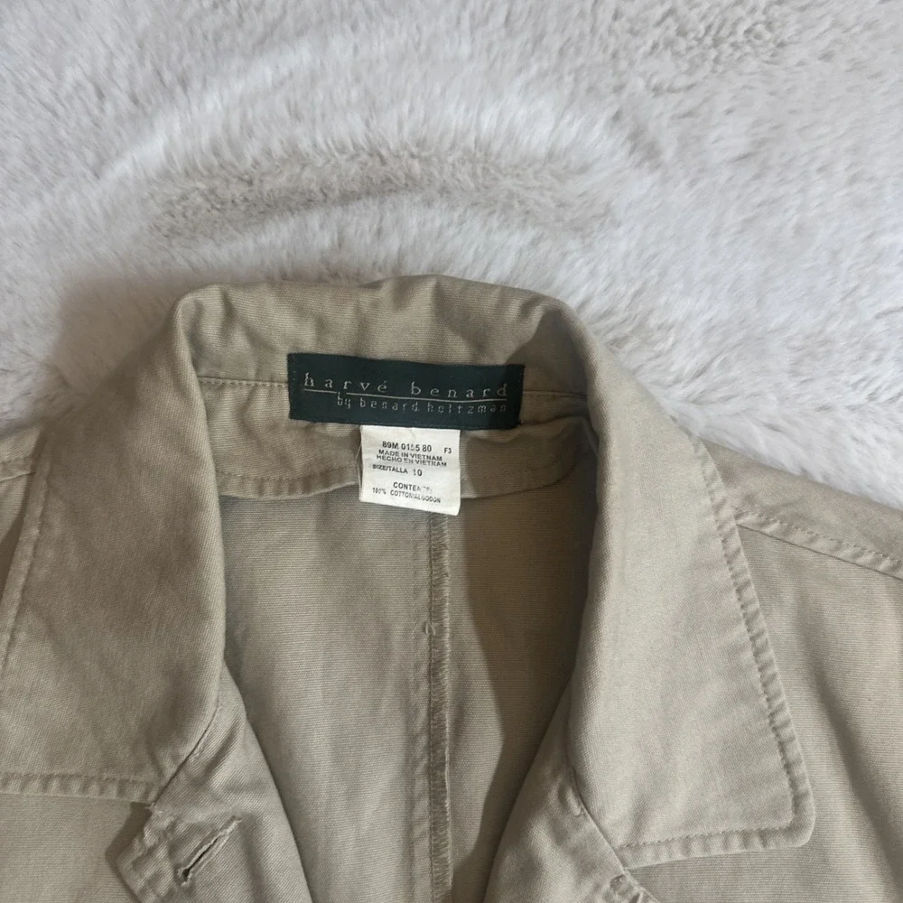Harve Benard Womens Beige Long Sleeve Button‎ Front Utility Jacket Size 10